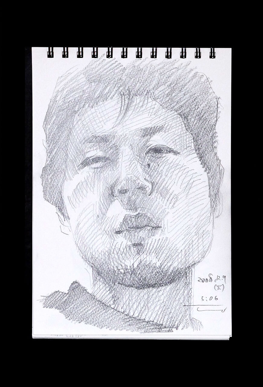Contemporary artist SHINTAKU Tomoni's 2008/12/9 Self-portrait or pencil drawing