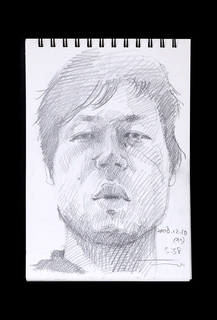 Contemporary artist SHINTAKU Tomoni's 2008/12/10 Self-portrait or pencil drawing