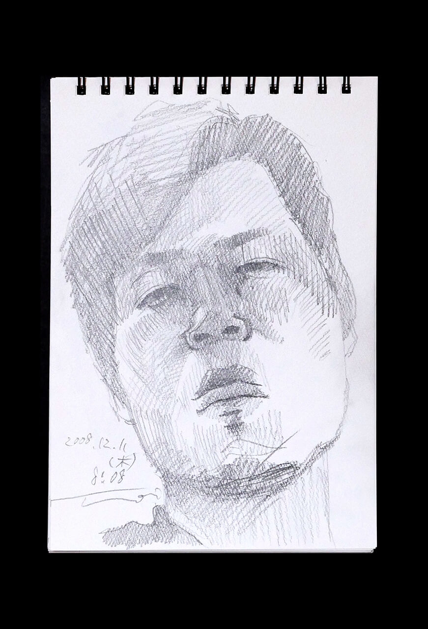 Contemporary artist SHINTAKU Tomoni's 2008/12/11 Self-portrait or pencil drawing