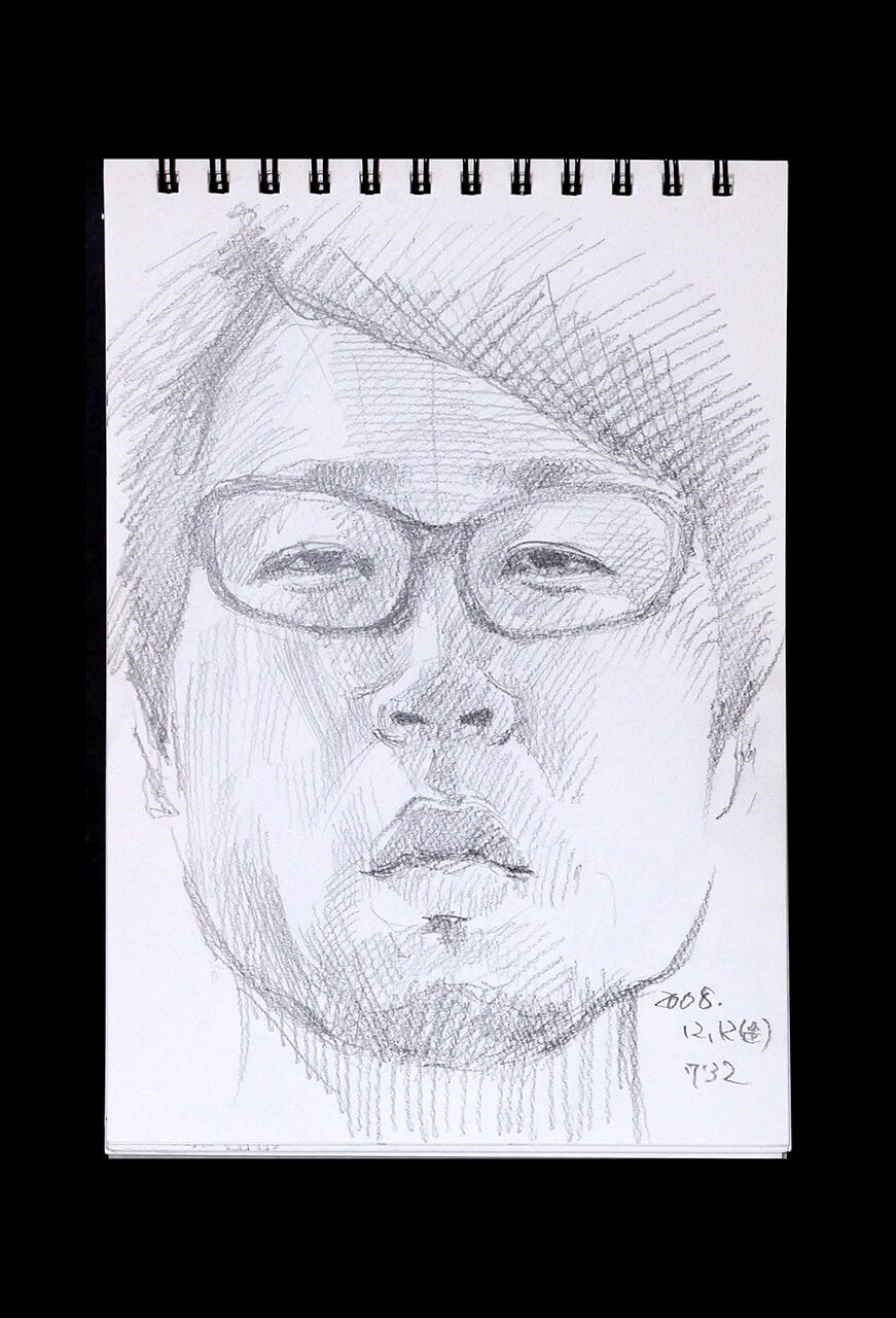 Contemporary artist SHINTAKU Tomoni's 2008/12/12 Self-portrait or pencil drawing