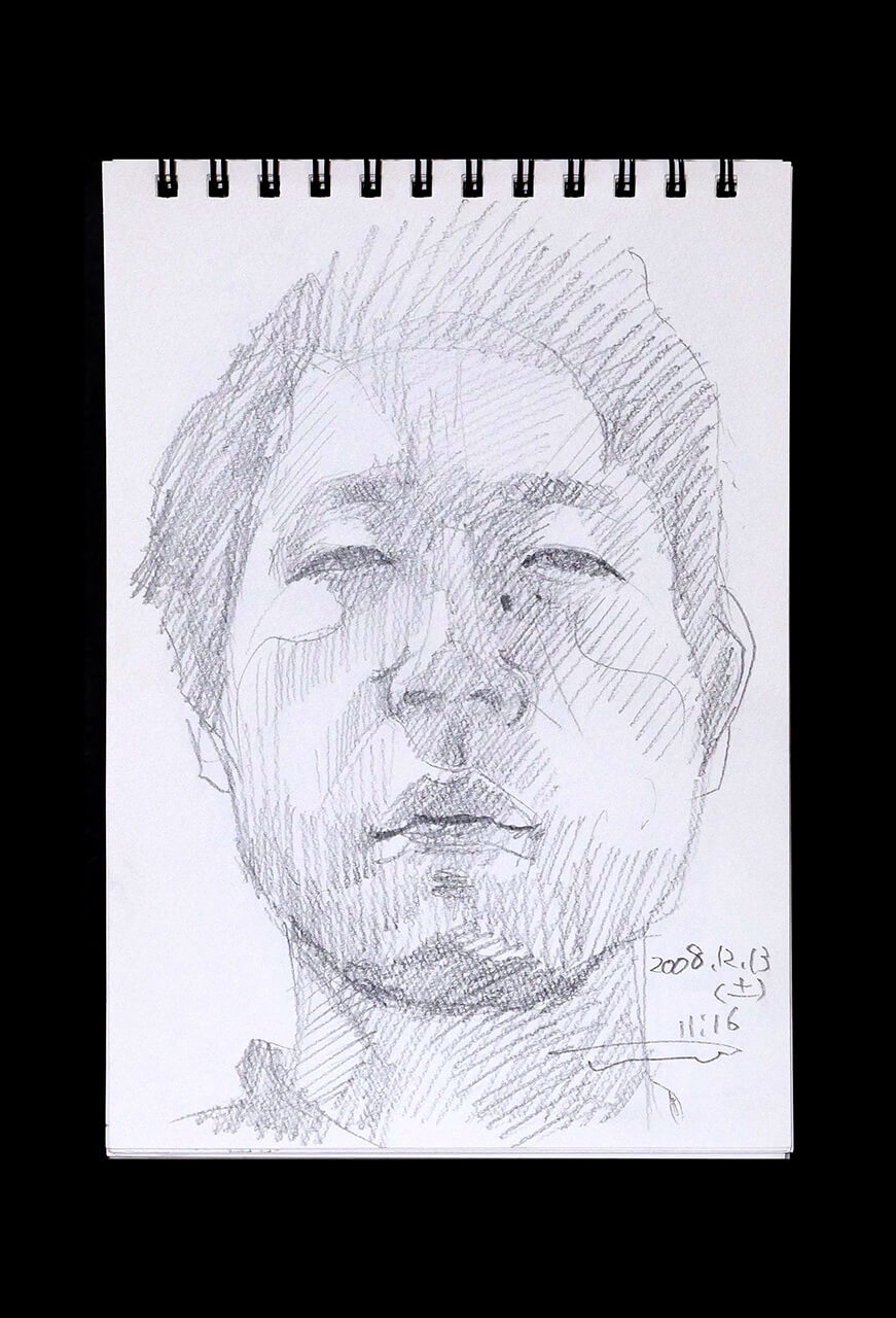 Contemporary artist SHINTAKU Tomoni's 2008/12/13 Self-portrait or pencil drawing