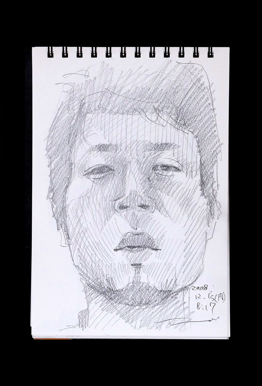 Contemporary artist SHINTAKU Tomoni's 2008/12/15 Self-portrait or pencil drawing