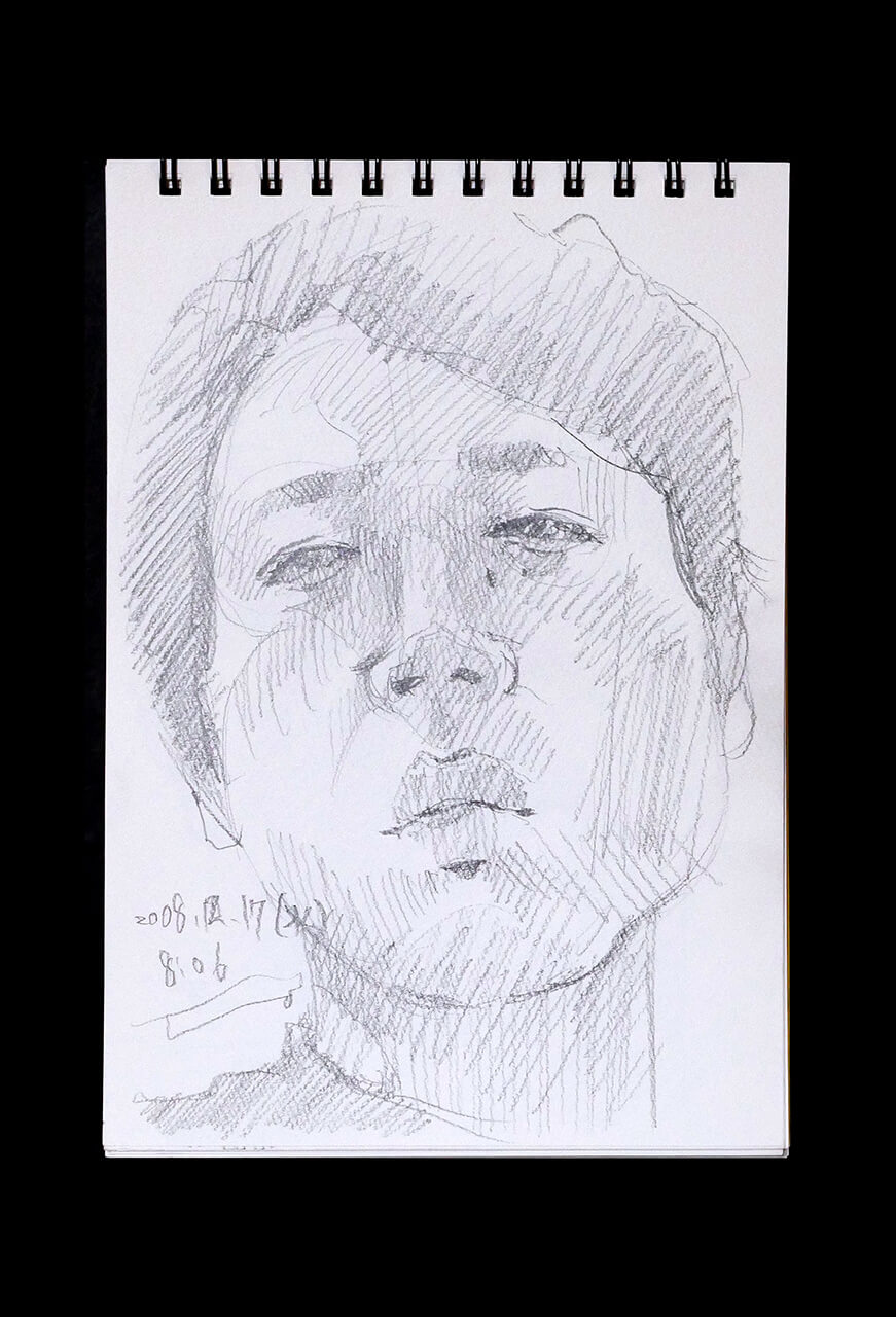 Contemporary artist SHINTAKU Tomoni's 2008/12/17 Self-portrait or pencil drawing