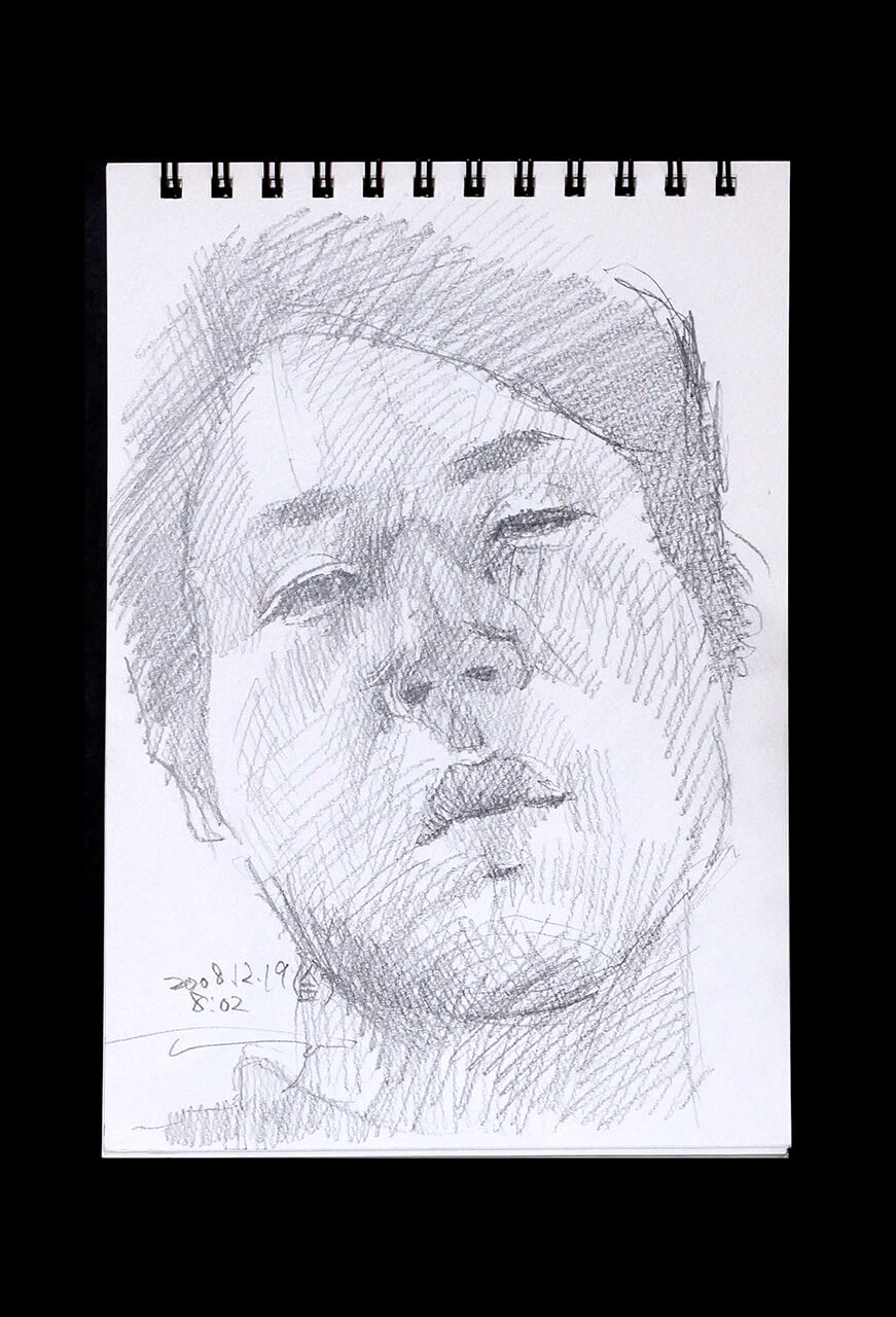 Contemporary artist SHINTAKU Tomoni's 2008/12/19 Self-portrait or pencil drawing