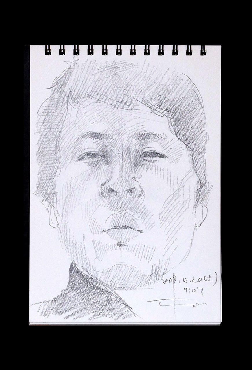 Contemporary artist SHINTAKU Tomoni's 2008/12/20 Self-portrait or pencil drawing