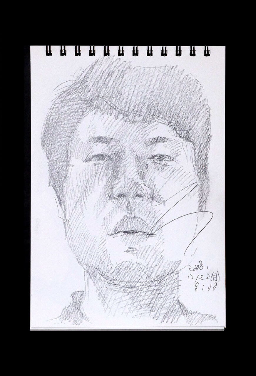 Contemporary artist SHINTAKU Tomoni's 2008/12/22 Self-portrait or pencil drawing
