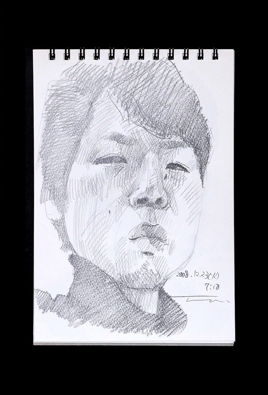 Contemporary artist SHINTAKU Tomoni's 2008/12/23 Self-portrait or pencil drawing