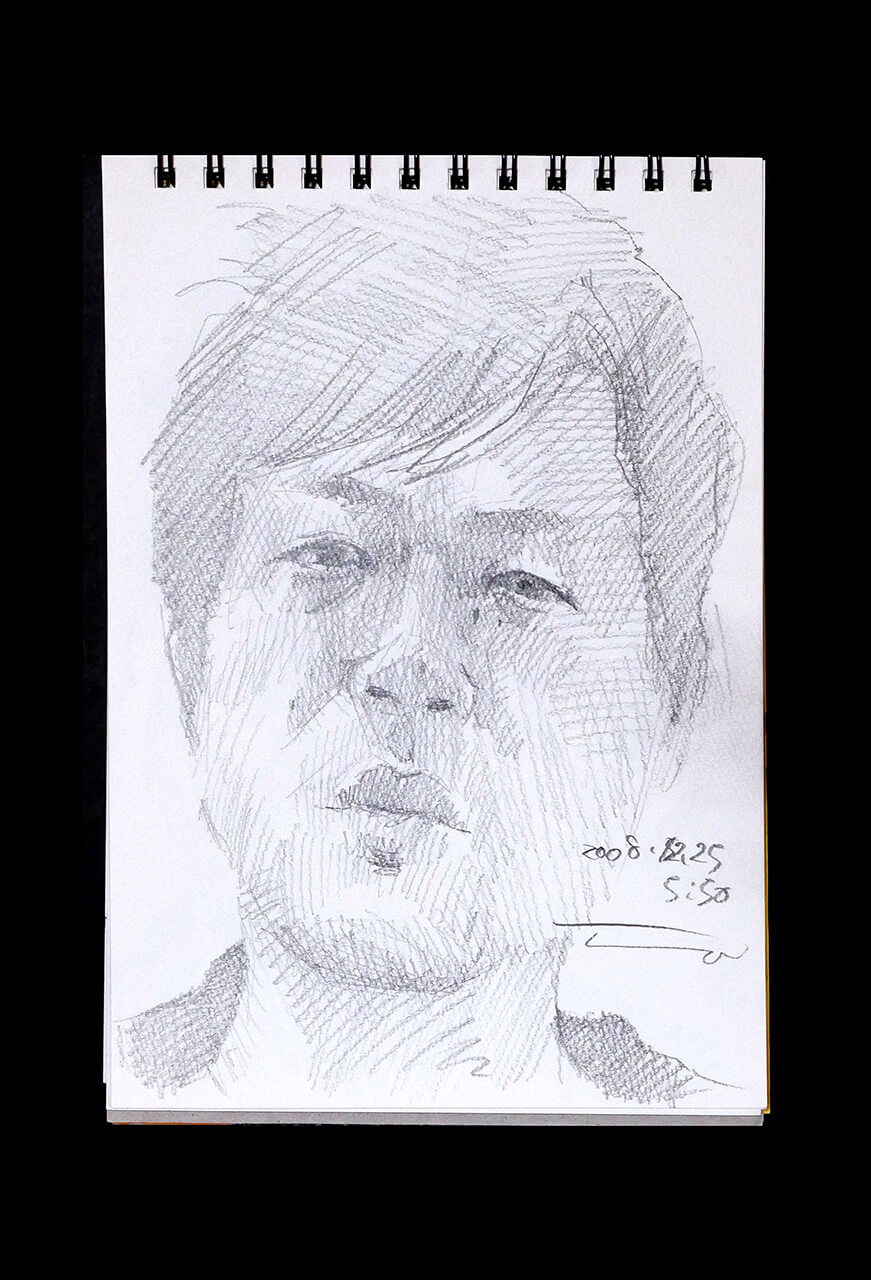 Contemporary artist SHINTAKU Tomoni's 2008/12/25 Self-portrait or pencil drawing