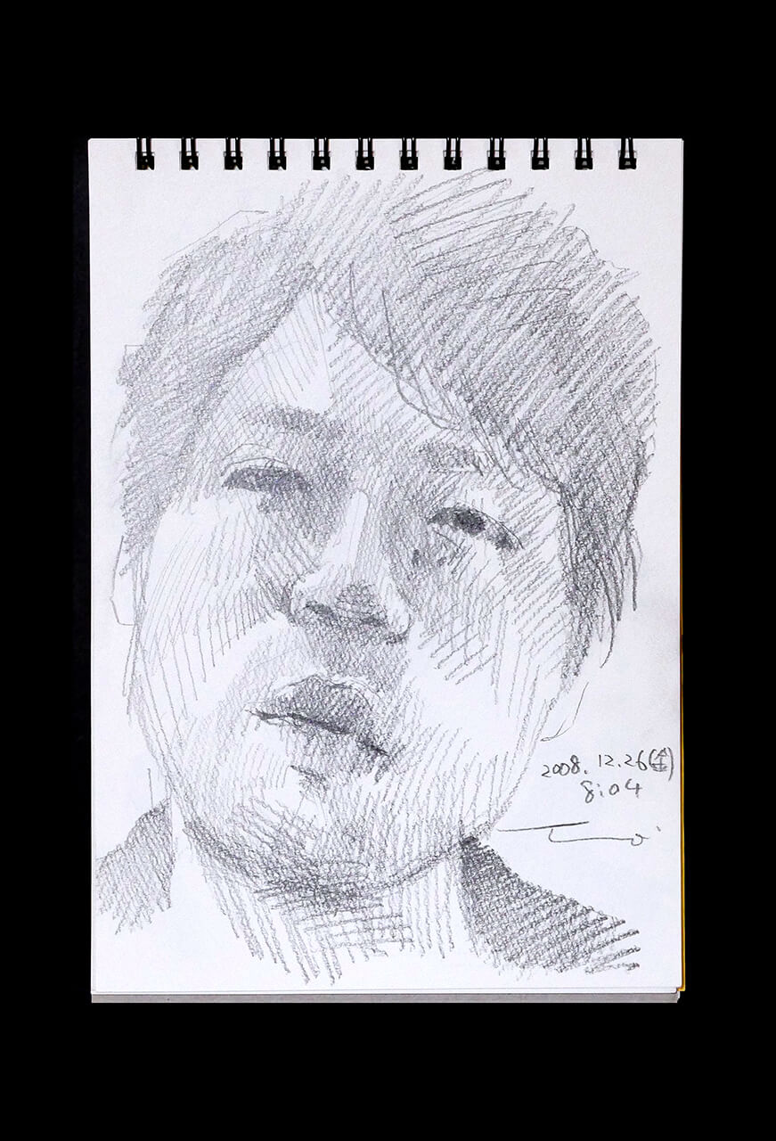 Contemporary artist SHINTAKU Tomoni's 2008/12/26 Self-portrait or pencil drawing