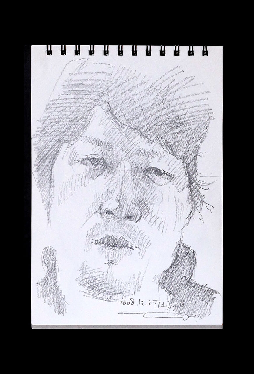 Contemporary artist SHINTAKU Tomoni's 2008/12/27 Self-portrait or pencil drawing