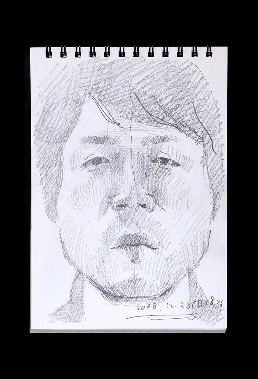 Contemporary artist SHINTAKU Tomoni's 2008/12/28 Self-portrait or pencil drawing