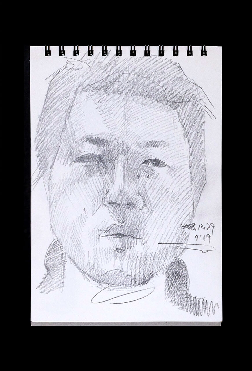 Contemporary artist SHINTAKU Tomoni's 2008/12/29 Self-portrait or pencil drawing