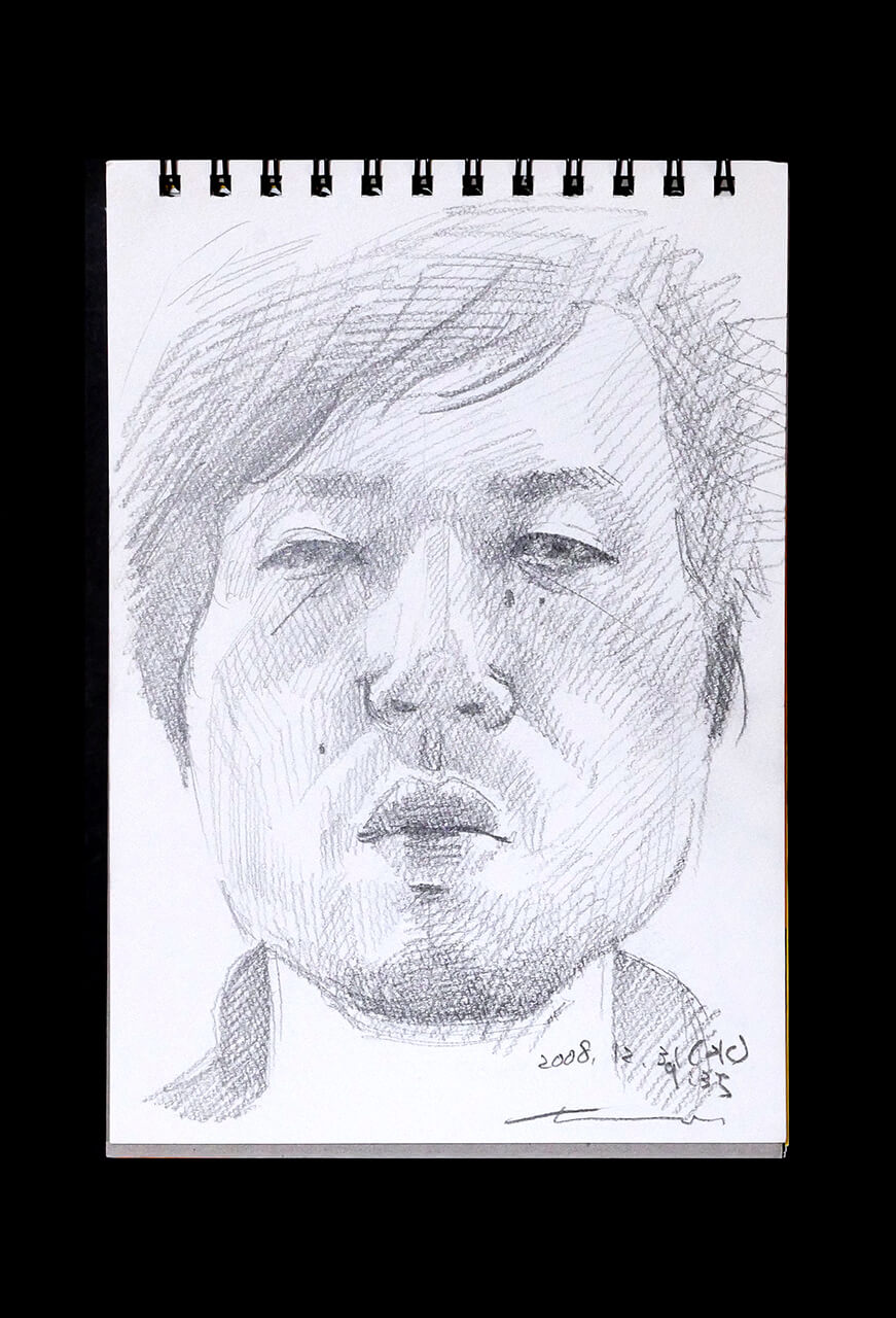 Contemporary artist SHINTAKU Tomoni's 2008/12/31 Self-portrait or pencil drawing