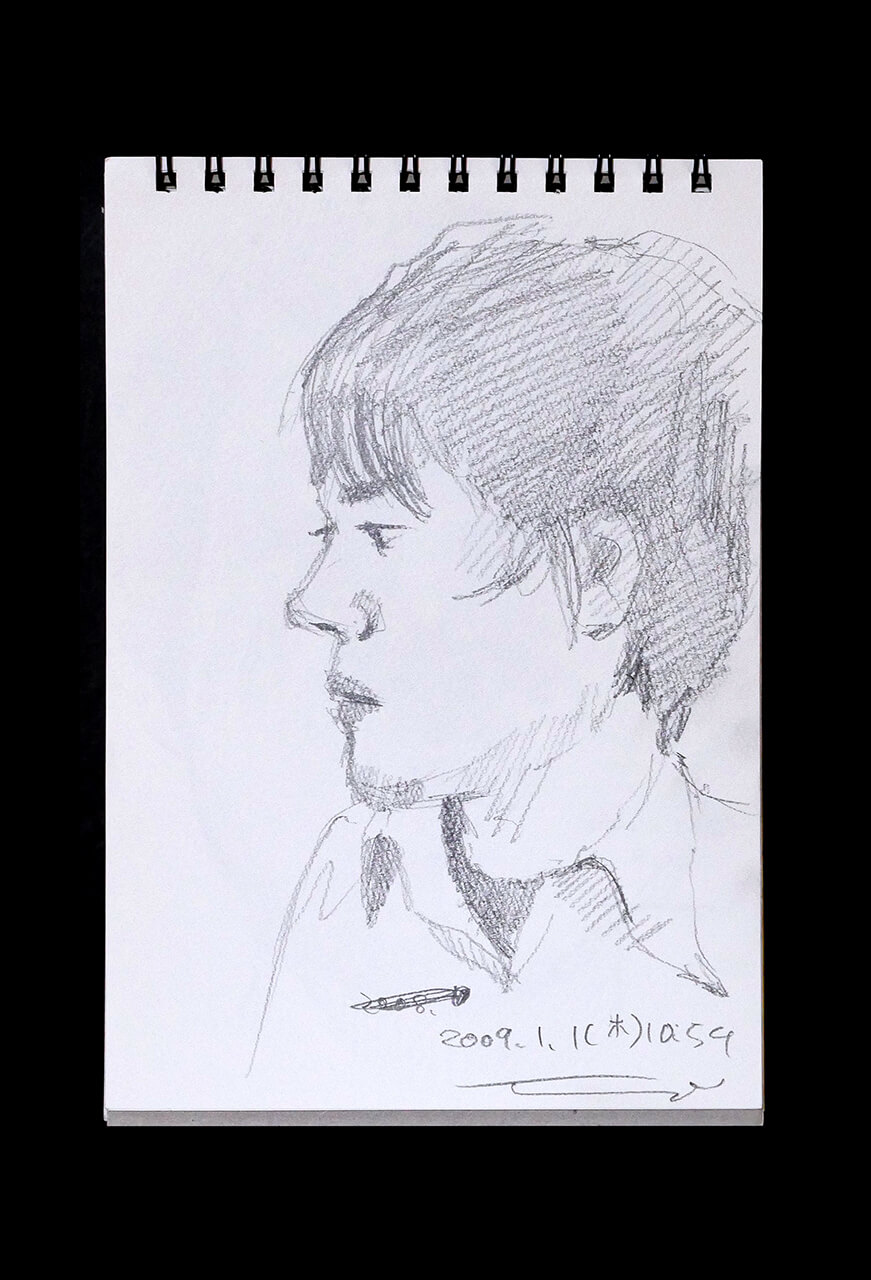 Contemporary artist SHINTAKU Tomoni's 2009/1/1 Self-portrait or pencil drawing