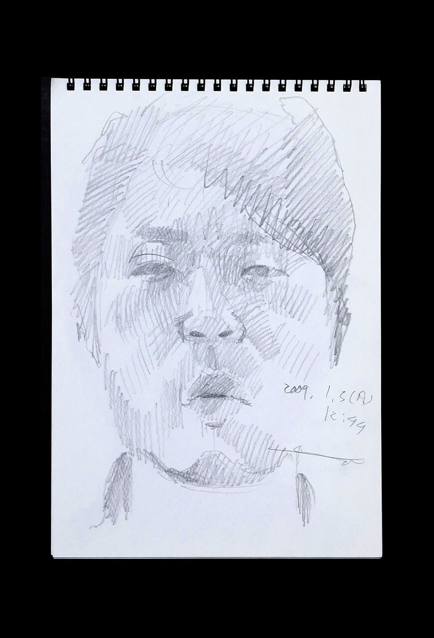 Contemporary artist SHINTAKU Tomoni's 2009/1/5 Self-portrait or pencil drawing