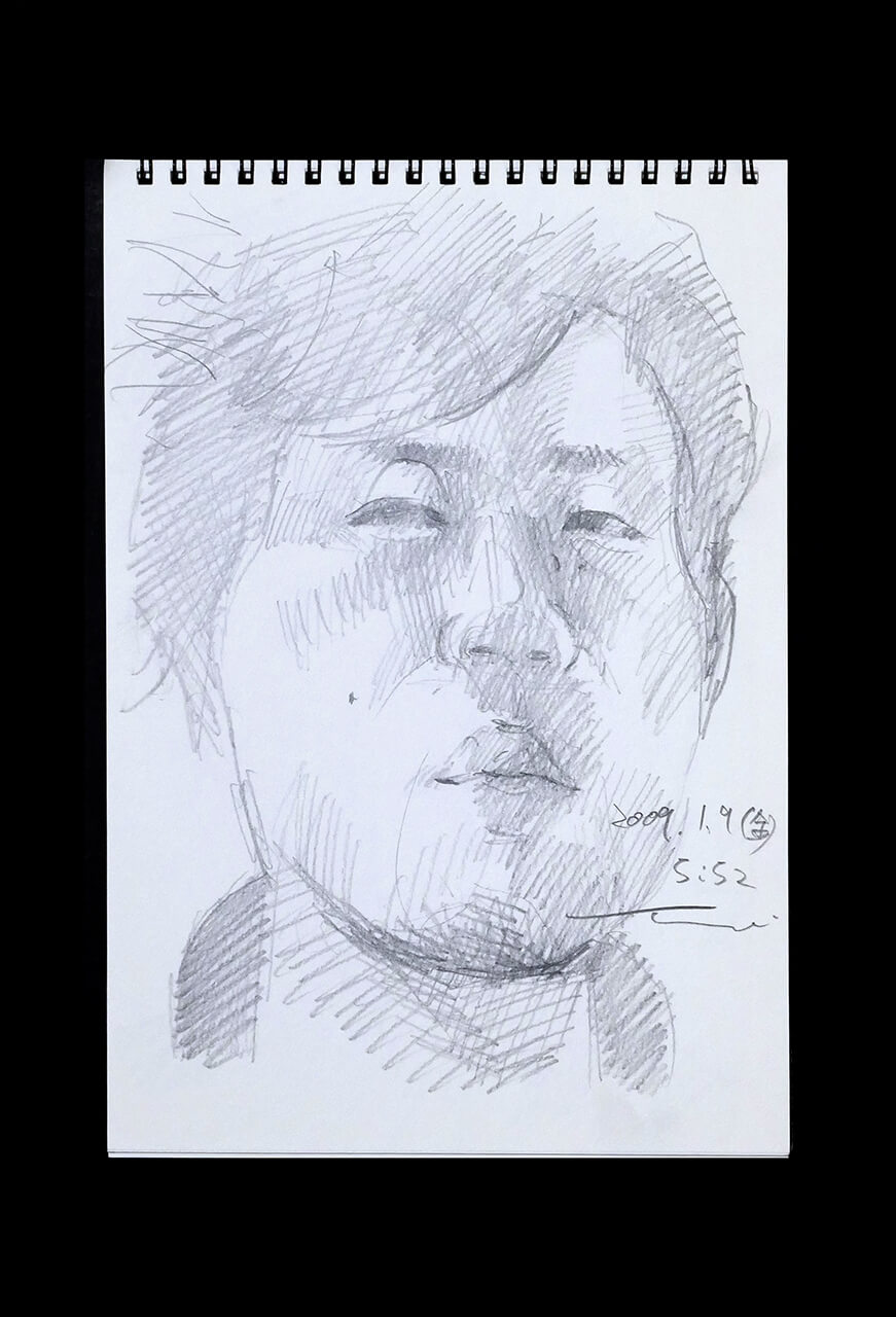 Contemporary artist SHINTAKU Tomoni's 2009/1/9 Self-portrait or pencil drawing