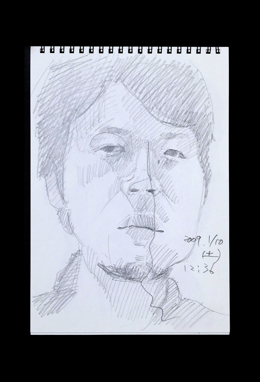 Contemporary artist SHINTAKU Tomoni's 2009/1/10 Self-portrait or pencil drawing
