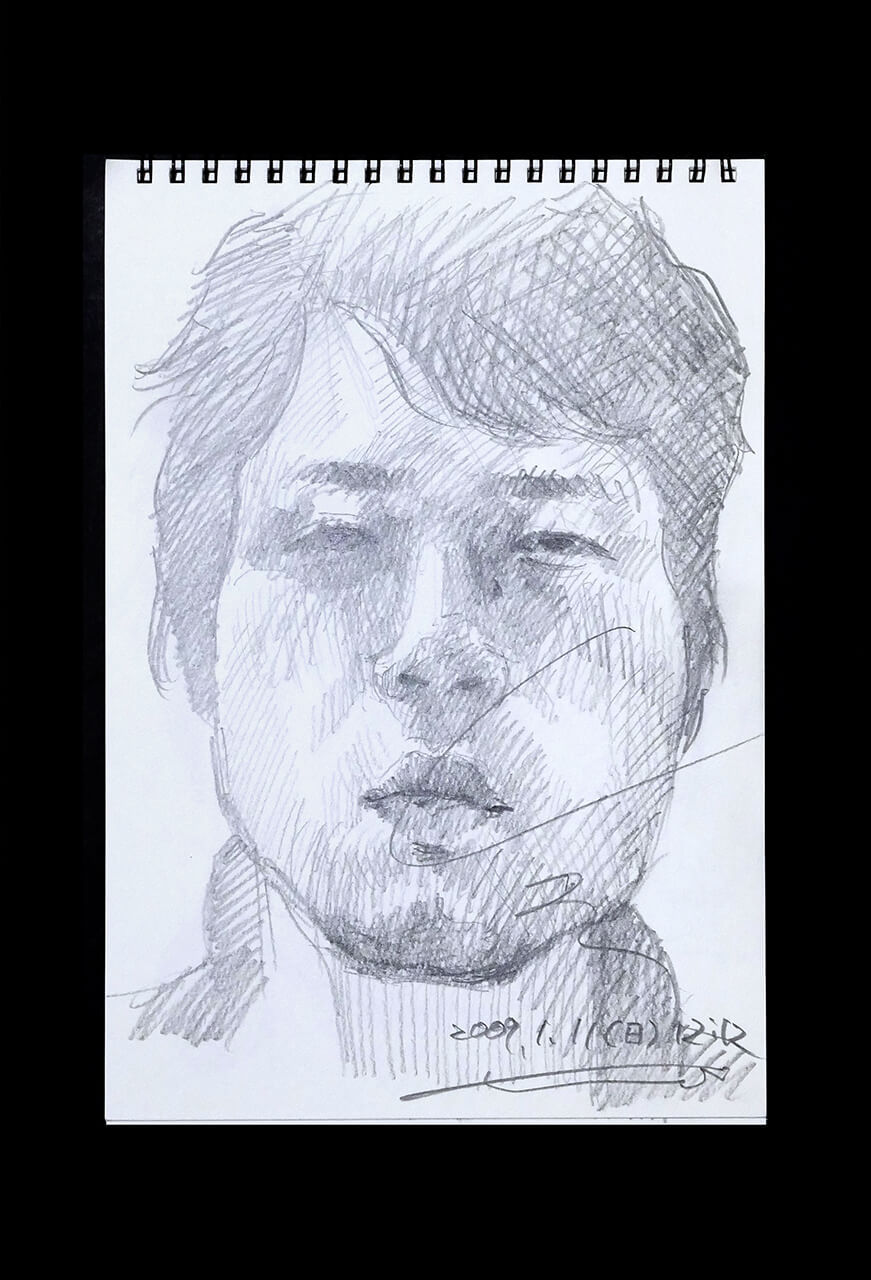 Contemporary artist SHINTAKU Tomoni's 2009/1/11 Self-portrait or pencil drawing