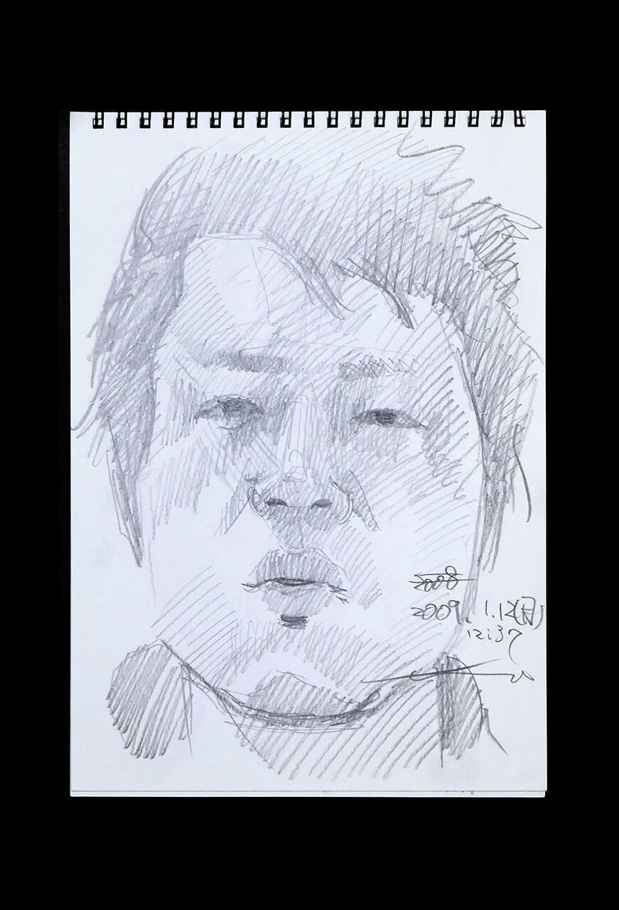 Contemporary artist SHINTAKU Tomoni's 2009/1/12 Self-portrait or pencil drawing