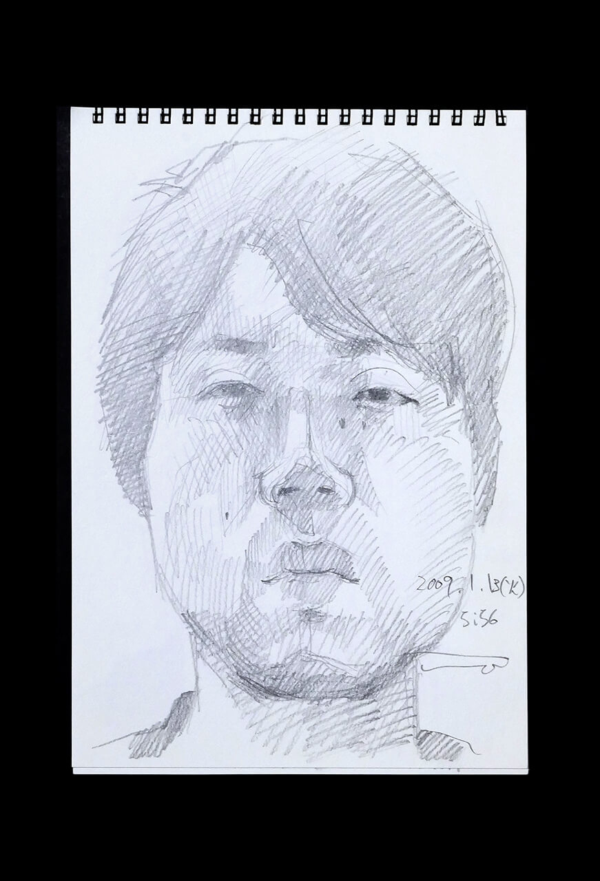 Contemporary artist SHINTAKU Tomoni's 2009/1/13 Self-portrait or pencil drawing