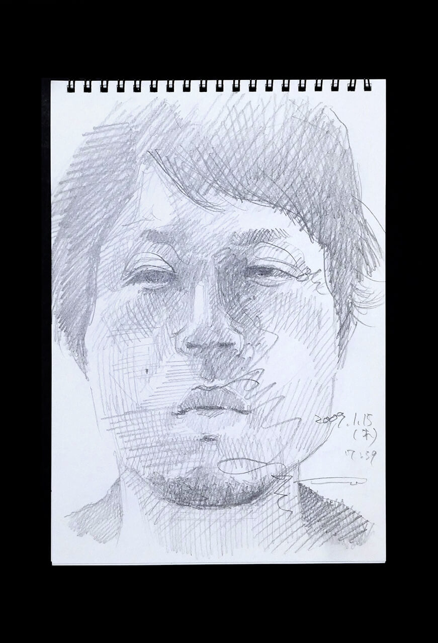 Contemporary artist SHINTAKU Tomoni's 2009/1/15 Self-portrait or pencil drawing