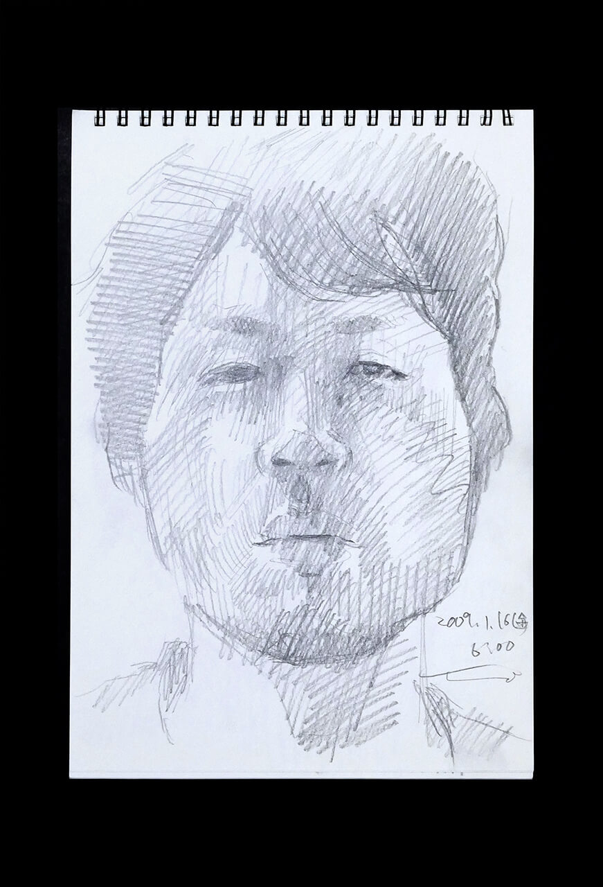 Contemporary artist SHINTAKU Tomoni's 2009/1/16 Self-portrait or pencil drawing