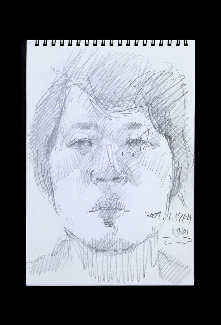 Contemporary artist SHINTAKU Tomoni's 2009/1/17 Self-portrait or pencil drawing