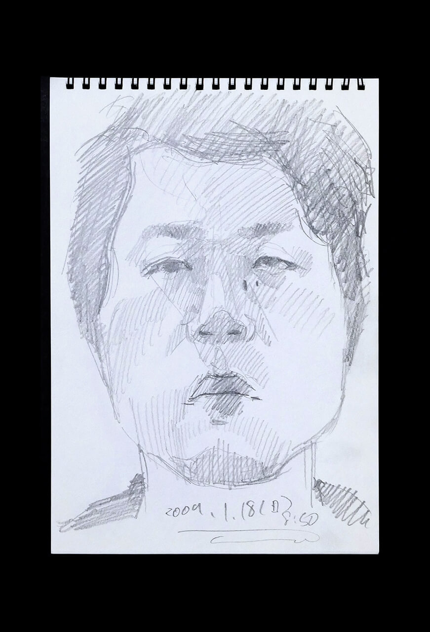 Contemporary artist SHINTAKU Tomoni's 2009/1/18 Self-portrait or pencil drawing