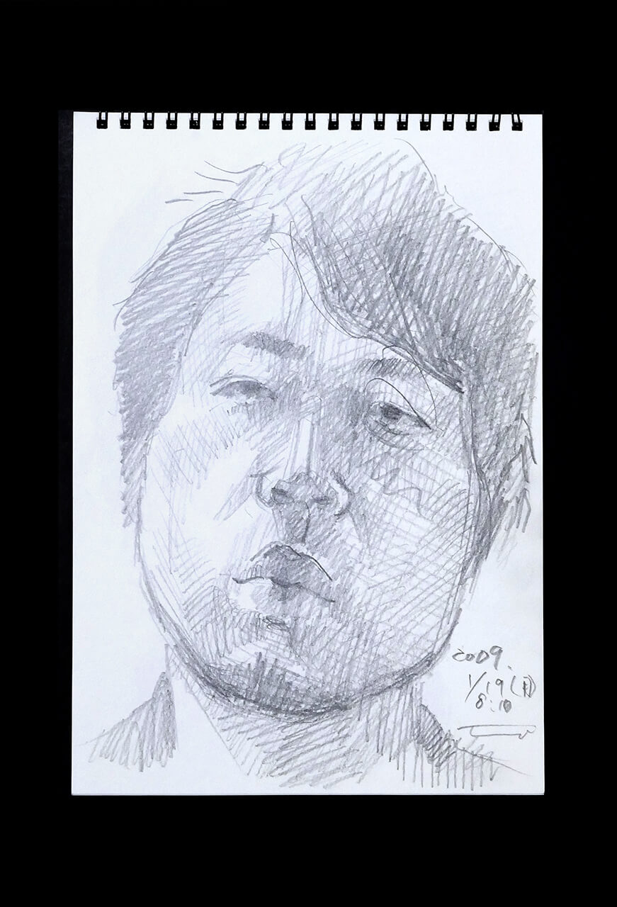 Contemporary artist SHINTAKU Tomoni's 2009/1/19 Self-portrait or pencil drawing