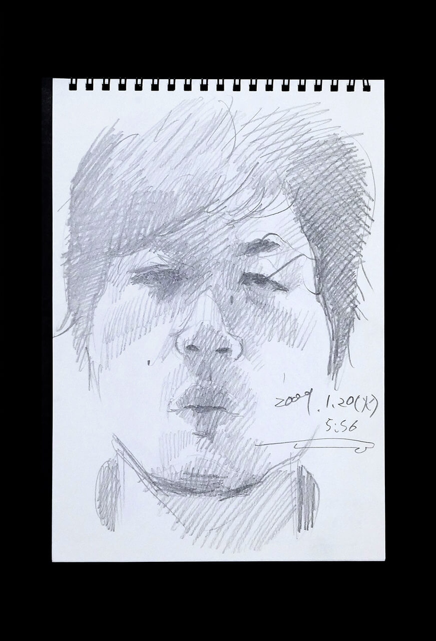 Contemporary artist SHINTAKU Tomoni's 2009/1/20 Self-portrait or pencil drawing