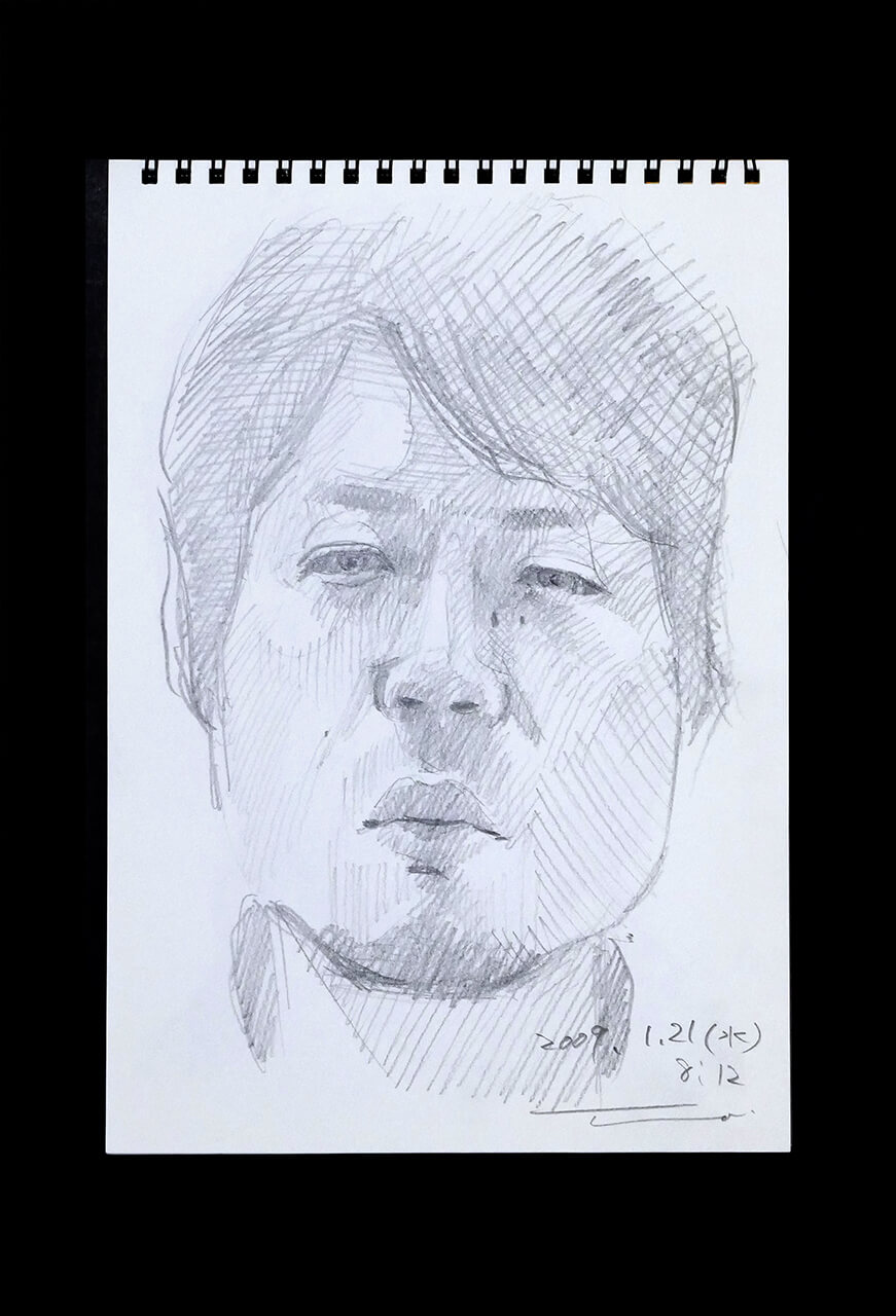 Contemporary artist SHINTAKU Tomoni's 2009/1/21 Self-portrait or pencil drawing