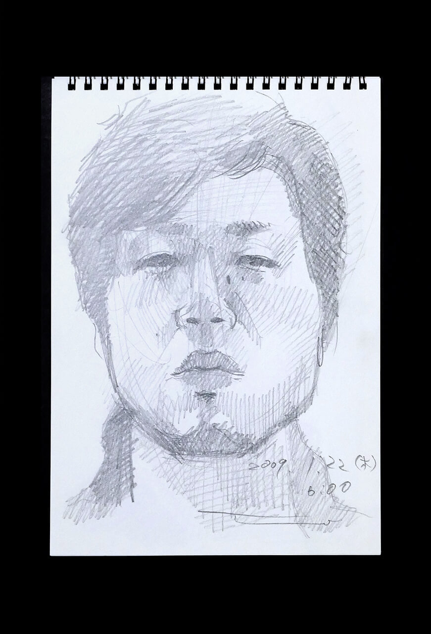 Contemporary artist SHINTAKU Tomoni's 2009/1/22 Self-portrait or pencil drawing