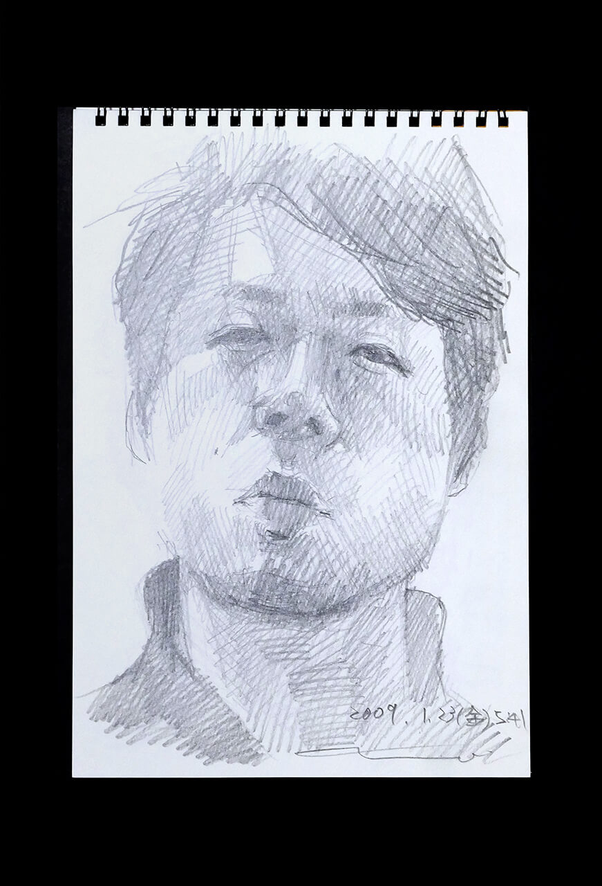 Contemporary artist SHINTAKU Tomoni's 2009/1/23 Self-portrait or pencil drawing