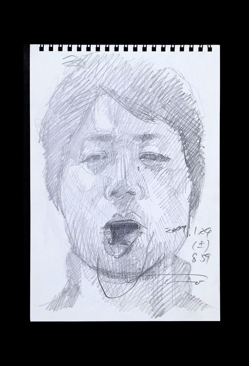 Contemporary artist SHINTAKU Tomoni's 2009/1/24 Self-portrait or pencil drawing