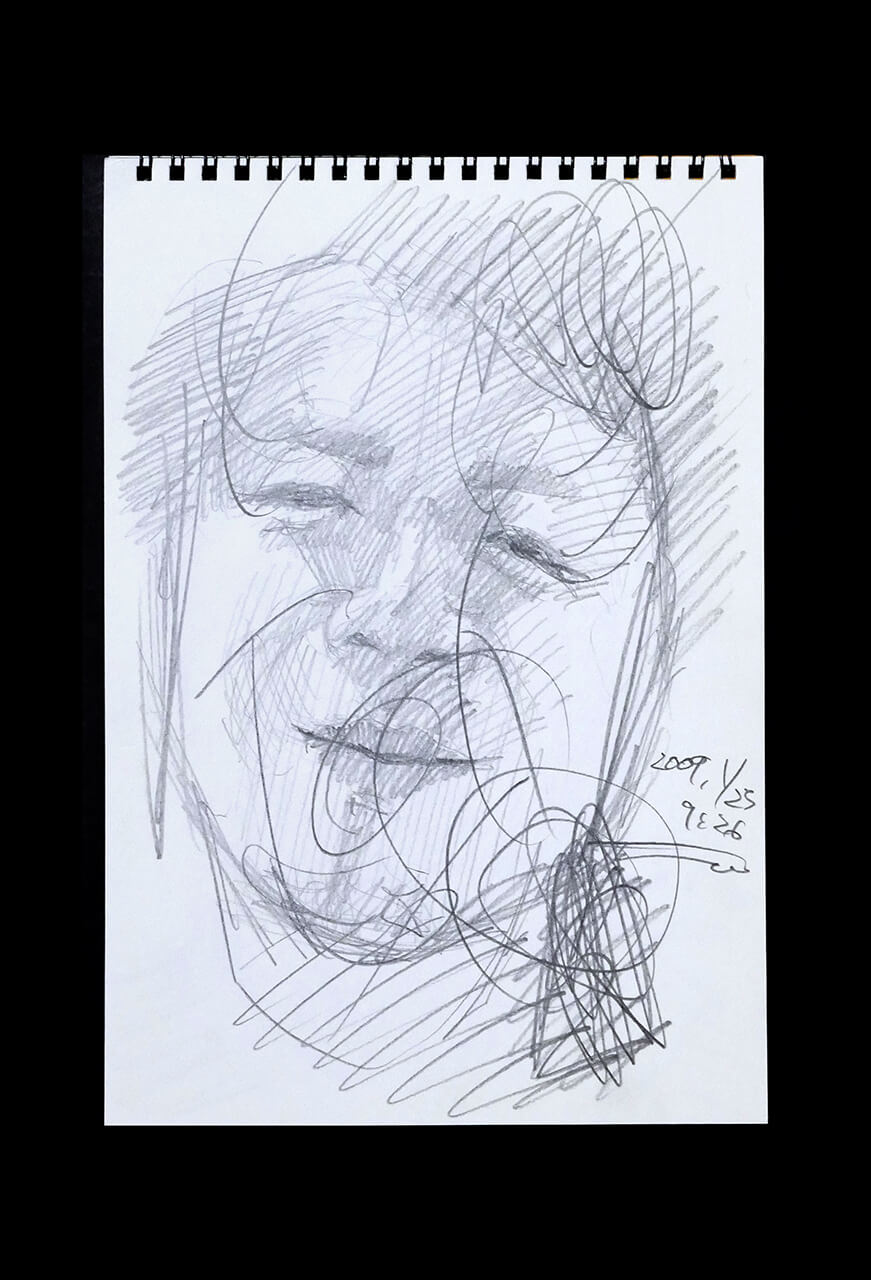 Contemporary artist SHINTAKU Tomoni's 2009/1/25 Self-portrait or pencil drawing