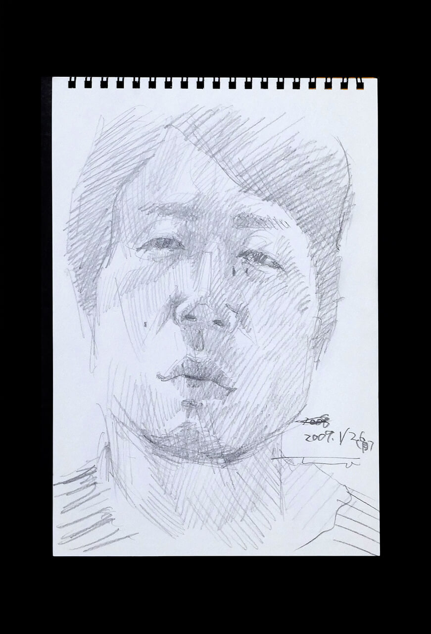 Contemporary artist SHINTAKU Tomoni's 2009/1/26 Self-portrait or pencil drawing