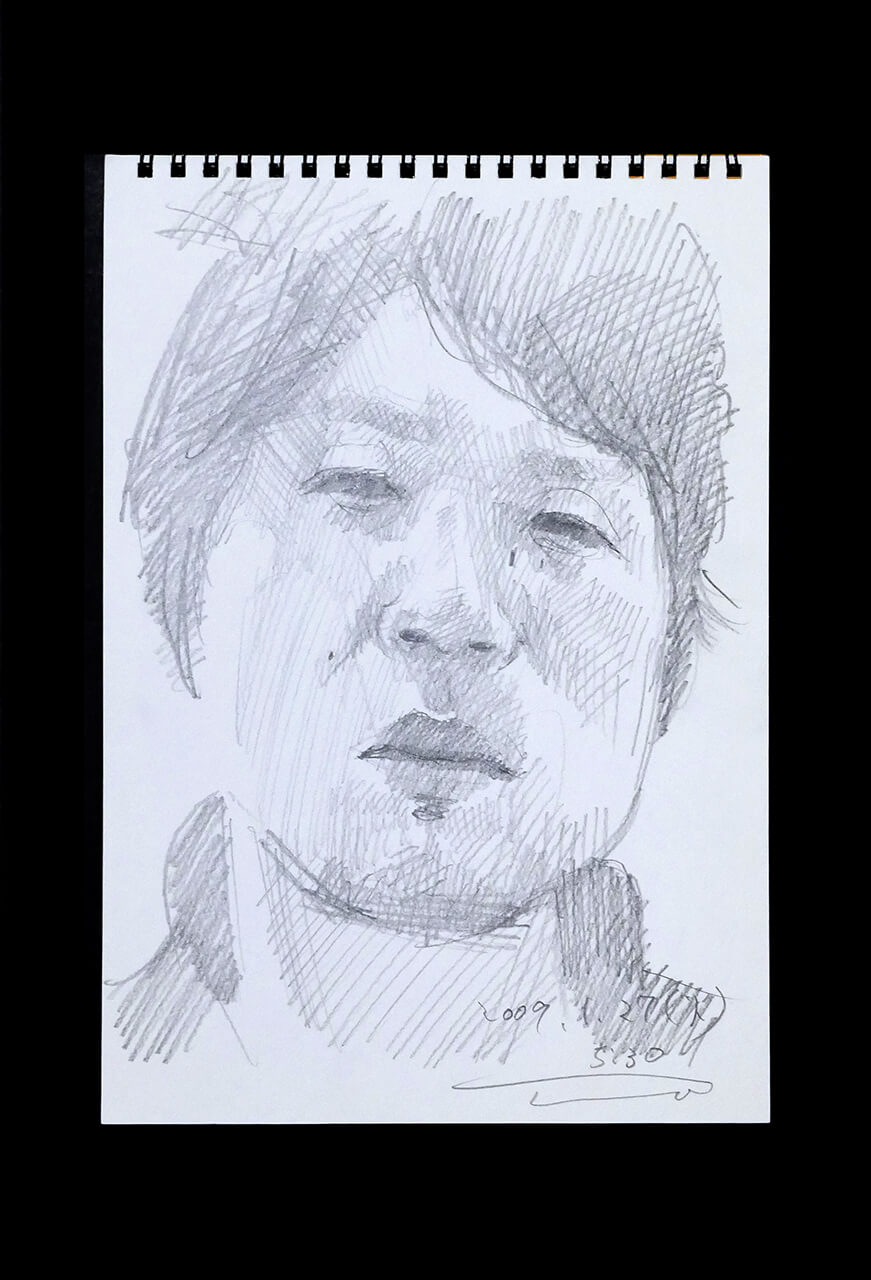 Contemporary artist SHINTAKU Tomoni's 2009/1/27 Self-portrait or pencil drawing