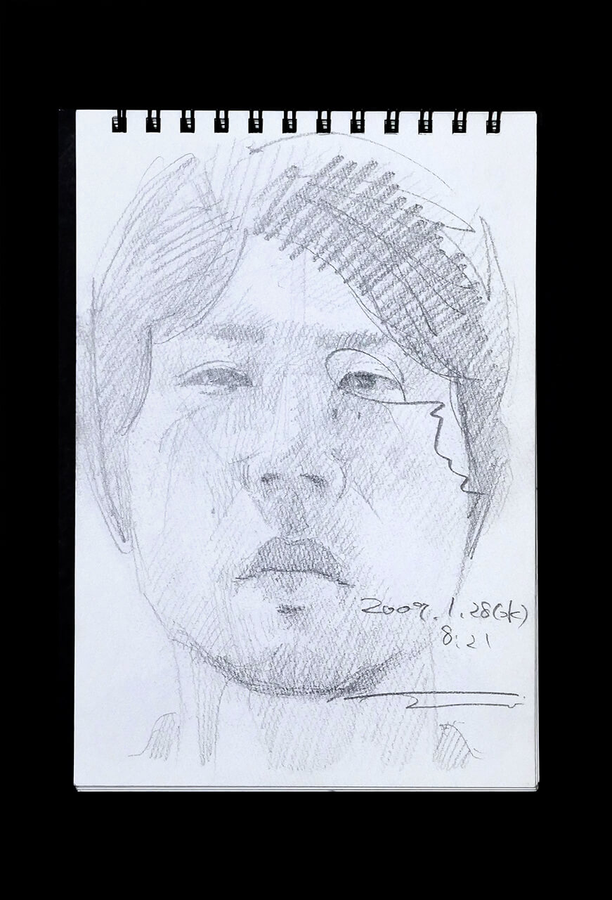Contemporary artist SHINTAKU Tomoni's 2009/1/28 Self-portrait or pencil drawing