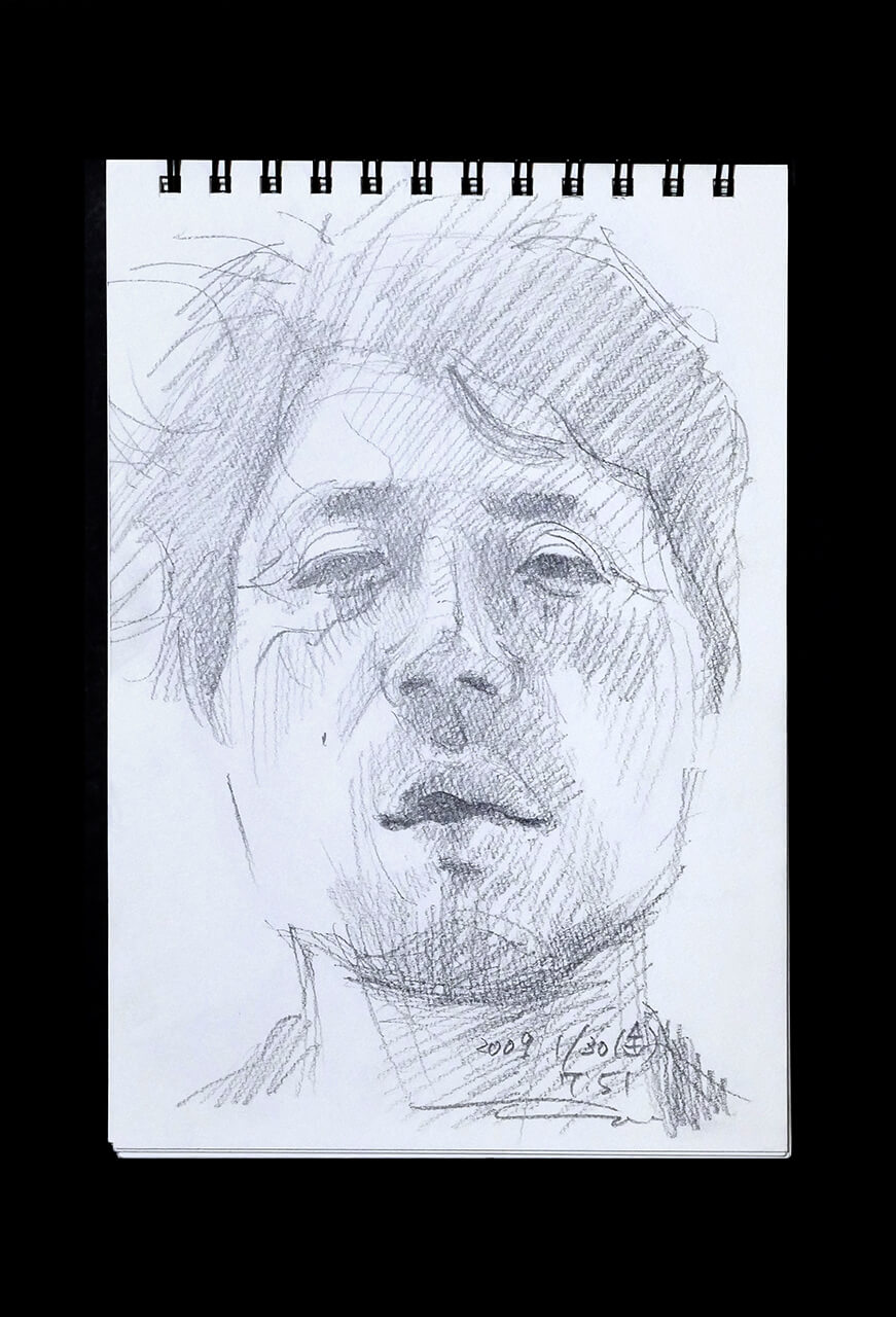 Contemporary artist SHINTAKU Tomoni's 2009/1/30 Self-portrait or pencil drawing