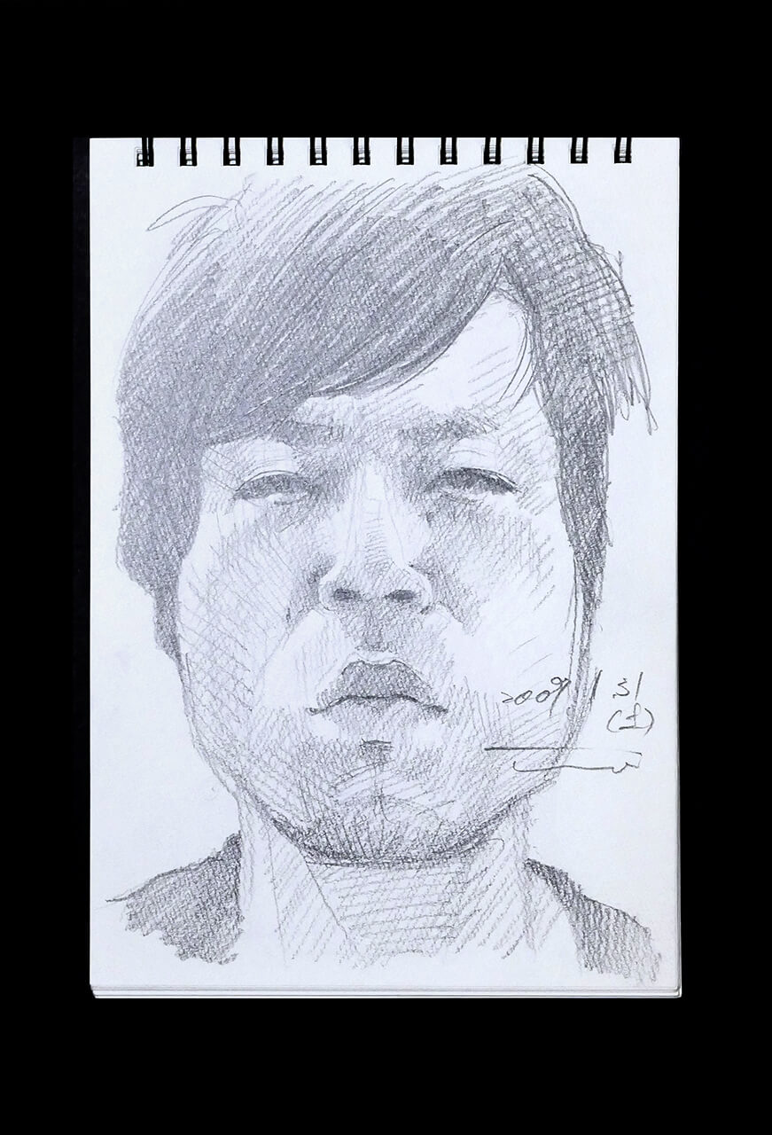 Contemporary artist SHINTAKU Tomoni's 2009/1/31 Self-portrait or pencil drawing