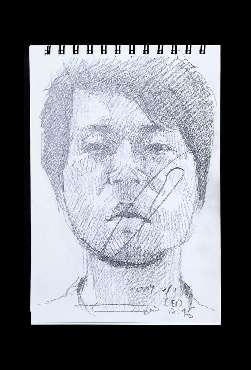 Contemporary artist SHINTAKU Tomoni's 2009/2/1 Self-portrait or pencil drawing