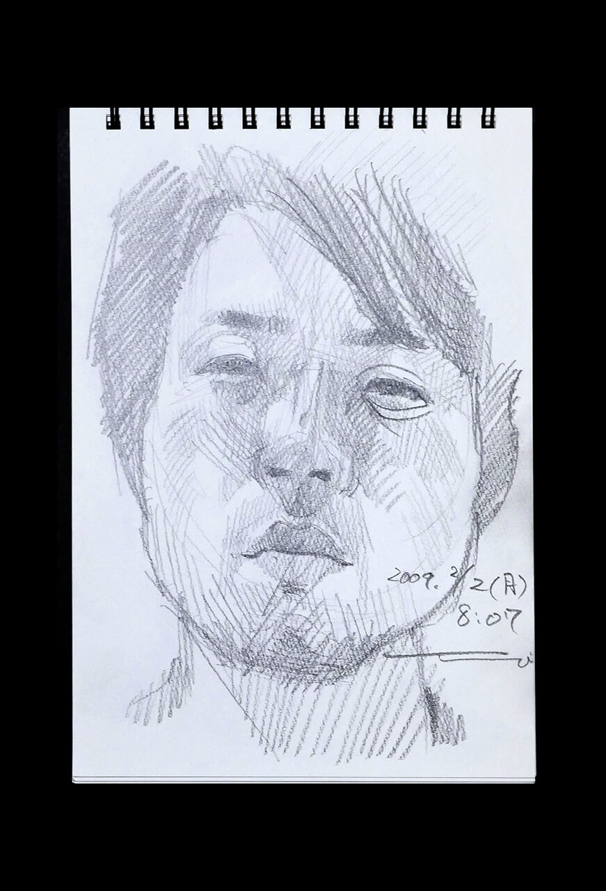 Contemporary artist SHINTAKU Tomoni's 2009/2/2 Self-portrait or pencil drawing