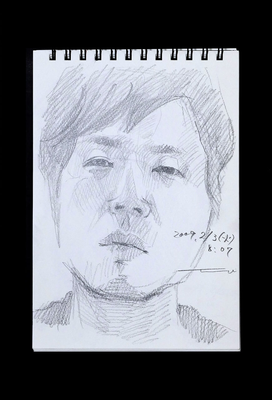 Contemporary artist SHINTAKU Tomoni's 2009/2/3 Self-portrait or pencil drawing