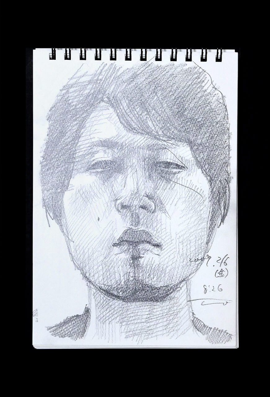 Contemporary artist SHINTAKU Tomoni's 2009/2/6 Self-portrait or pencil drawing