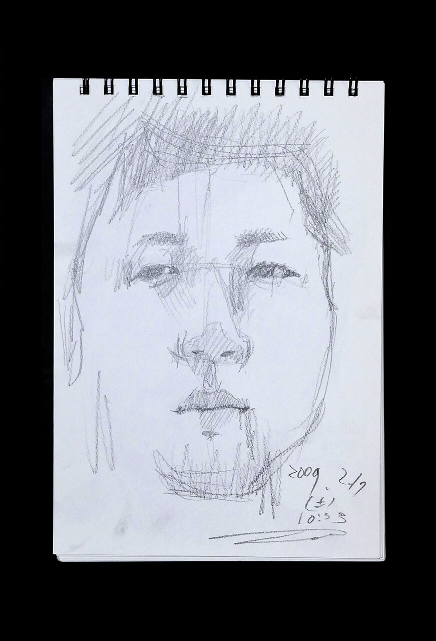 Contemporary artist SHINTAKU Tomoni's 2009/2/7 Self-portrait or pencil drawing