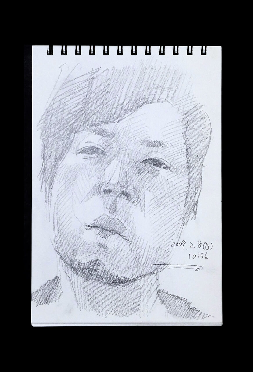 Contemporary artist SHINTAKU Tomoni's 2009/2/8 Self-portrait or pencil drawing