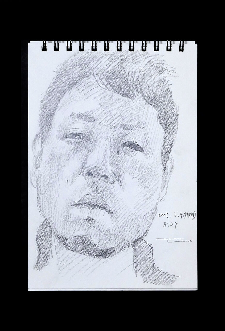Contemporary artist SHINTAKU Tomoni's 2009/2/9 Self-portrait or pencil drawing