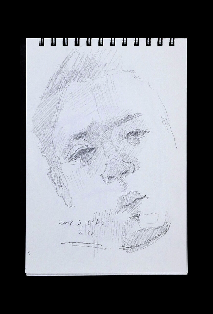 Contemporary artist SHINTAKU Tomoni's 2009/2/10 Self-portrait or pencil drawing