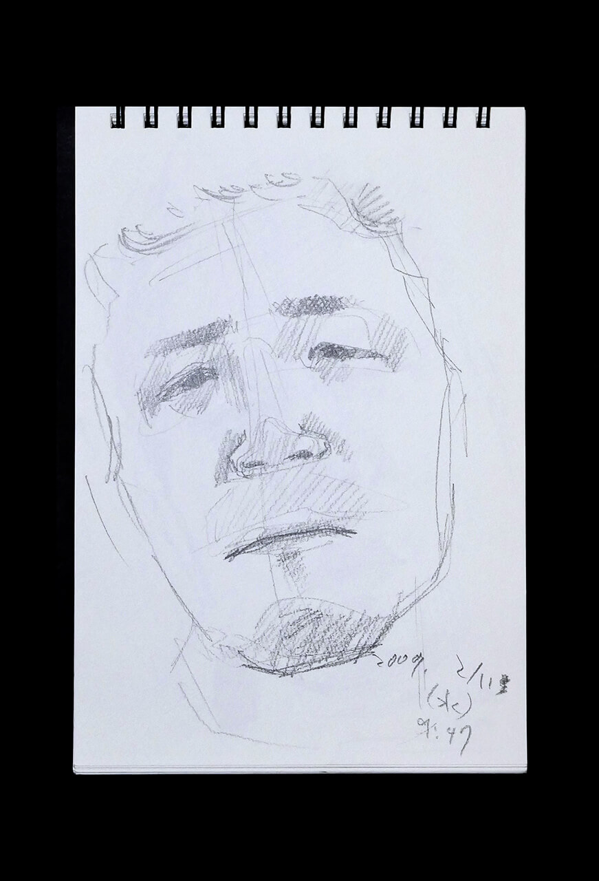 Contemporary artist SHINTAKU Tomoni's 2009/2/11 Self-portrait or pencil drawing