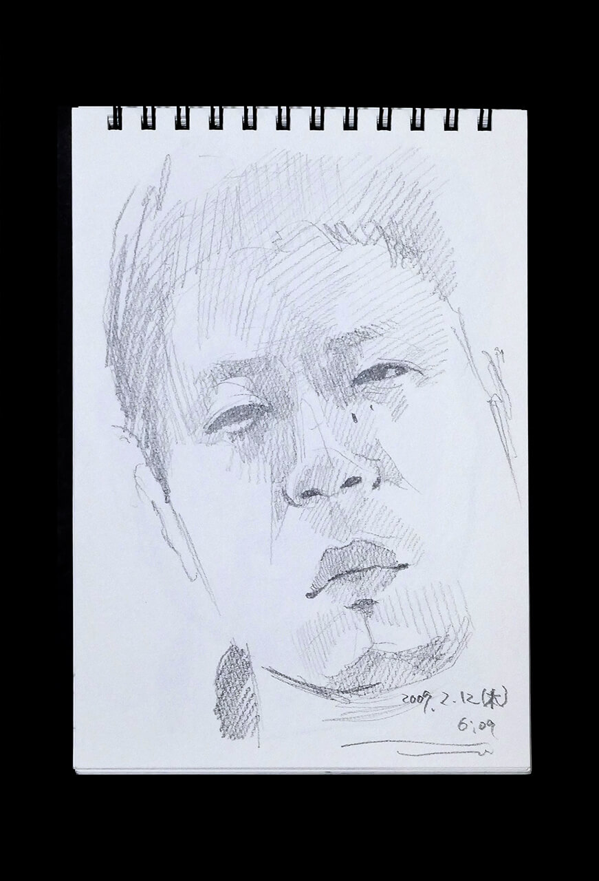 Contemporary artist SHINTAKU Tomoni's 2009/2/12 Self-portrait or pencil drawing